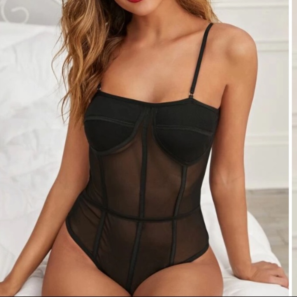 Sheer Mesh Teddy Bodysuit